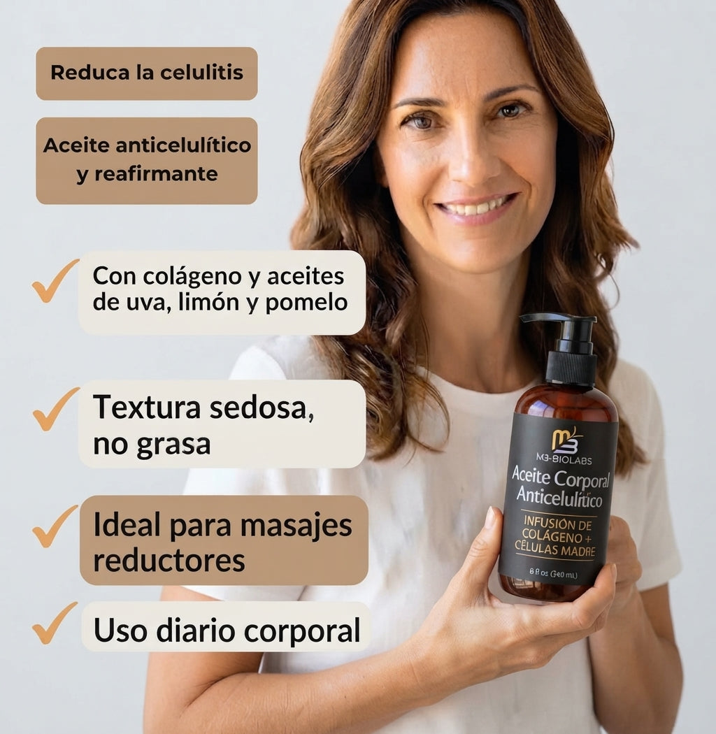 M3 BIOLABS - Aceite Corporal de Triple Acción | Celulitis · Estrías · Flacidez